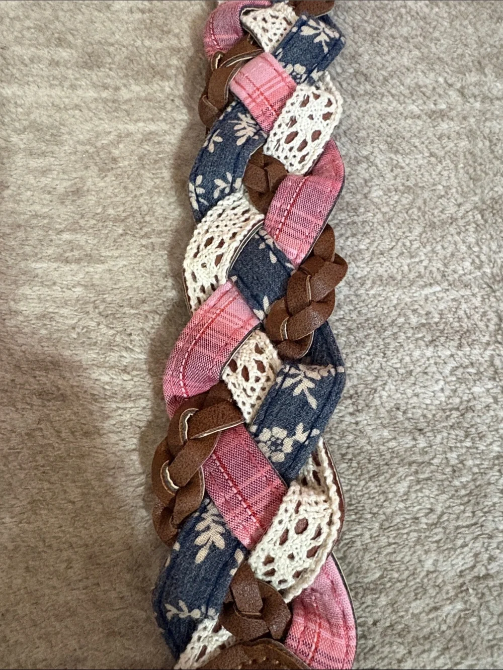 Vintage Leather/ Lace/ Quilted Cotton Braided Bohemian traditional crafted Belt